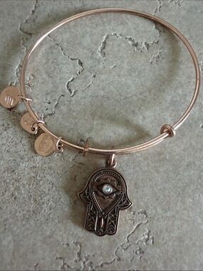 Alex and Ani Rose Gold Hand of Fatima Bangle Bracelet